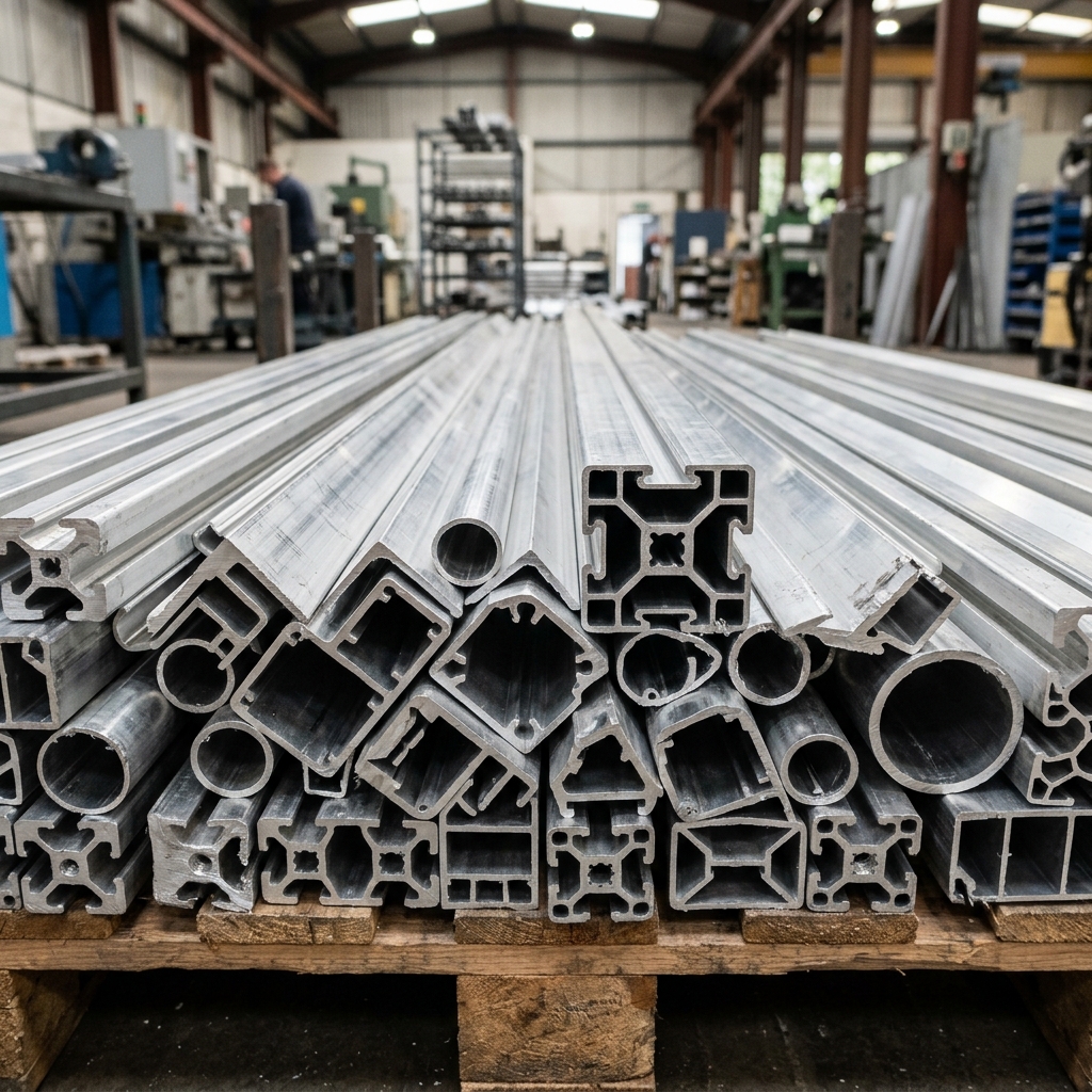 Large stack of aluminium extrusions