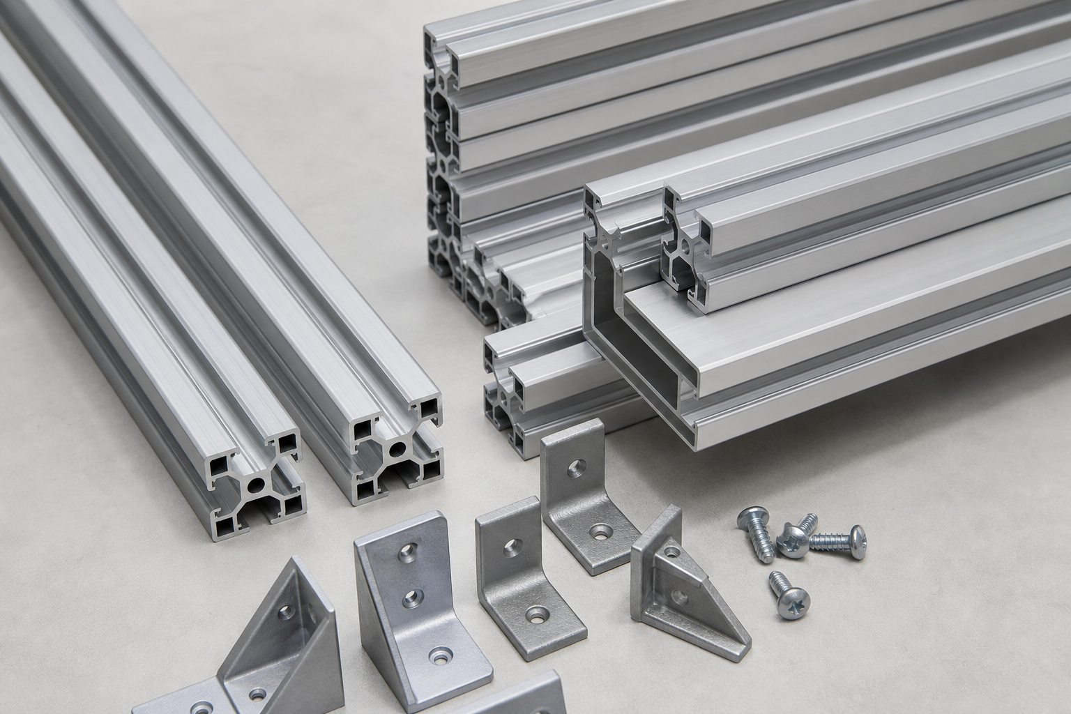 Aluminium T-slot extrusion profiles and fittings